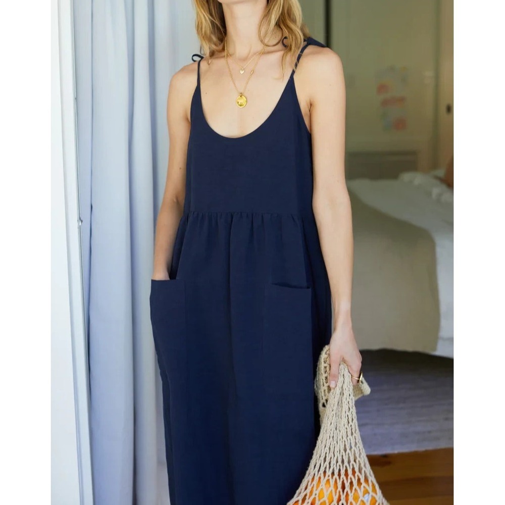 Emerson Fry Navy Sleeveless Scoop-Neck Pocket Dress